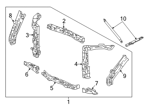 2022 Honda Ridgeline Radiator Support Diagram