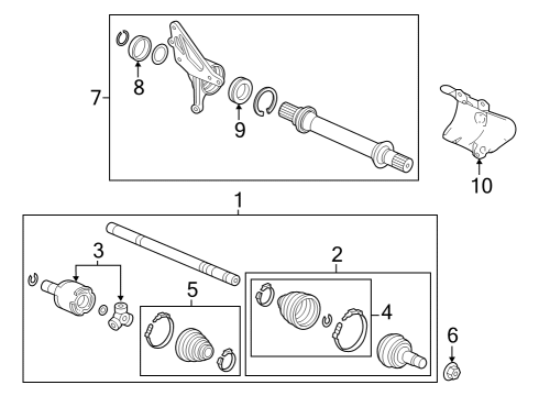 2023 Honda Pilot Drive Axles - Front Diagram