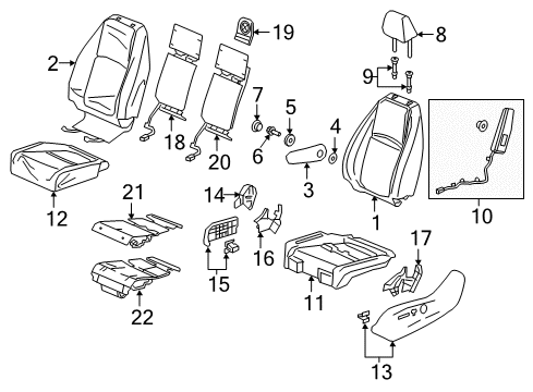 2023 Honda Odyssey Driver Seat Components Diagram 1