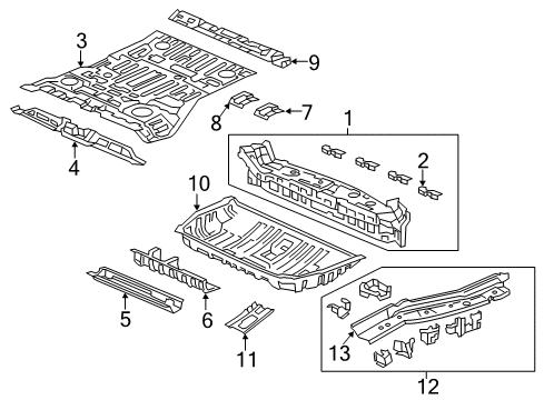 2023 Honda Odyssey Rear Body, Floor & Rails Diagram