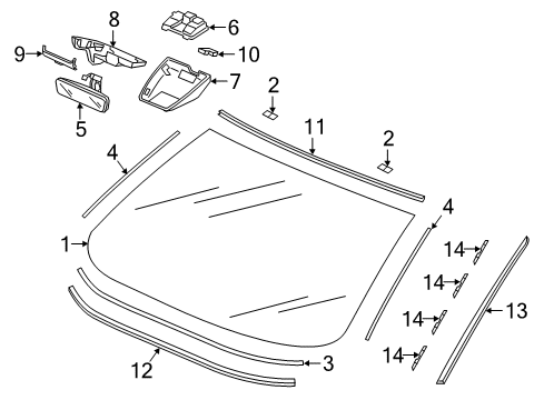 2022 Honda Accord Hybrid Glass, Reveal Moldings Diagram