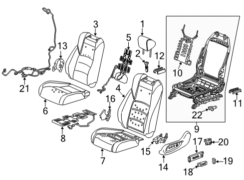 2022 Honda Accord Hybrid Driver Seat Components Diagram 3