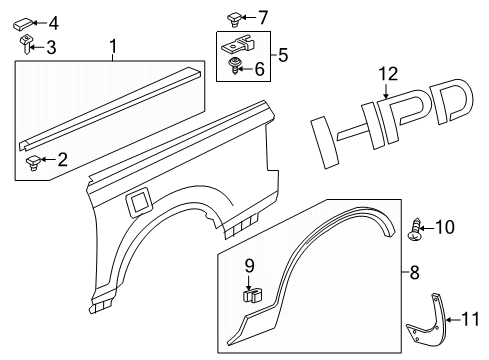 2023 Honda Ridgeline Exterior Trim - Quarter Panel Diagram