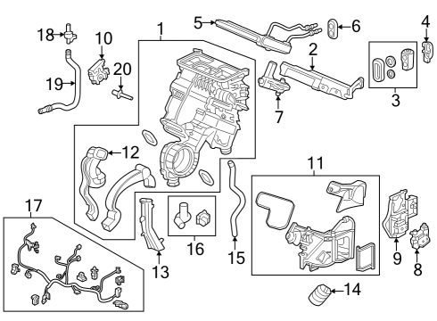 2023 Honda Pilot A/C Evaporator & Heater Components Diagram