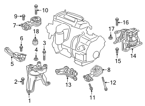 2022 Honda CR-V Engine & Trans Mounting Diagram 1