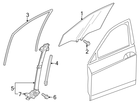 2023 Honda Accord Hybrid Glass - Front Door Diagram