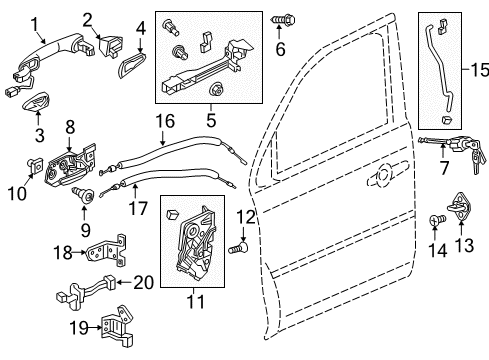 2022 Honda Pilot Lock & Hardware Diagram 1