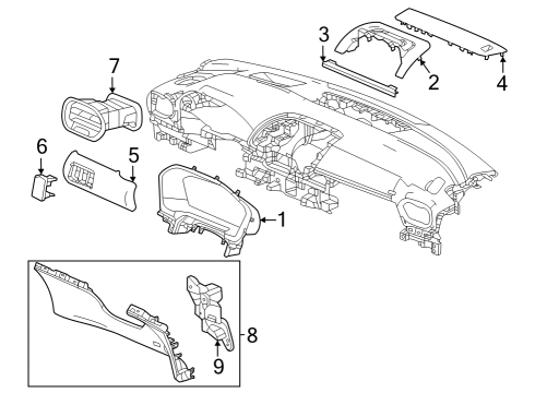 2024 Honda Pilot Cluster & Switches, Instrument Panel Diagram 1
