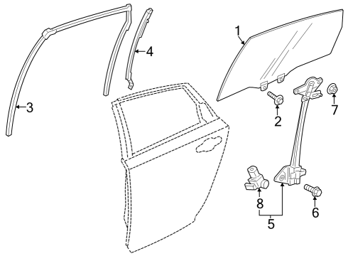 2024 Honda Accord Hybrid Glass - Rear Door Diagram