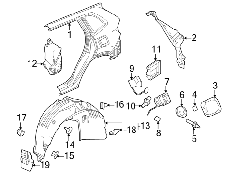 2023 Honda CR-V CLIP, FUEL LID Diagram for 74481-TZA-013