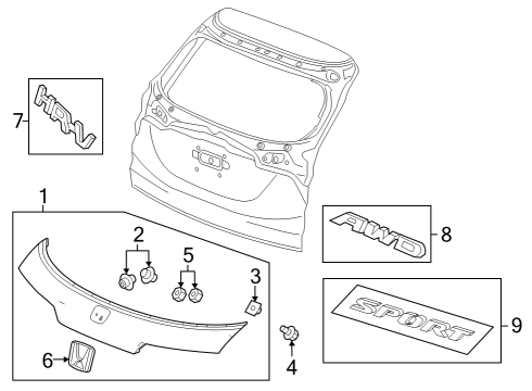 2024 Honda HR-V EMBLEM SET, RR Diagram for 75722-3W0-A00