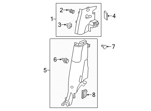 2023 Honda Ridgeline Interior Trim - Quarter Panels Diagram 1