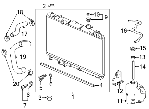 2022 Honda Accord Hybrid Radiator & Components Diagram 2