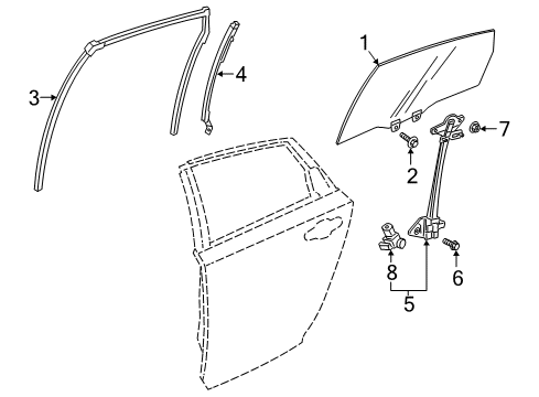 2022 Honda Accord Hybrid Front Door Glass & Hardware Diagram 2