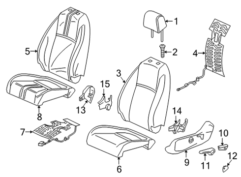 2023 Honda Civic Driver Seat Components Diagram 2