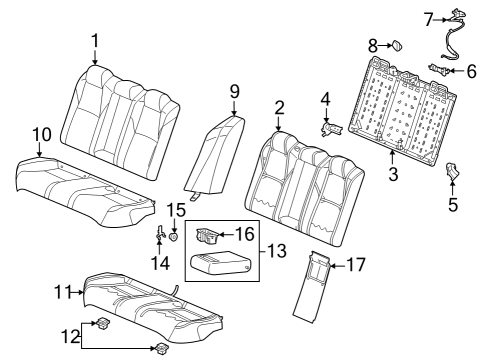 2023 Honda Accord Rear Seat Components Diagram 4