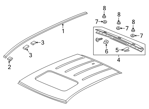 2022 Honda Ridgeline Exterior Trim - Roof Diagram