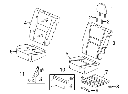 2023 Honda Ridgeline Rear Seat Components Diagram 1