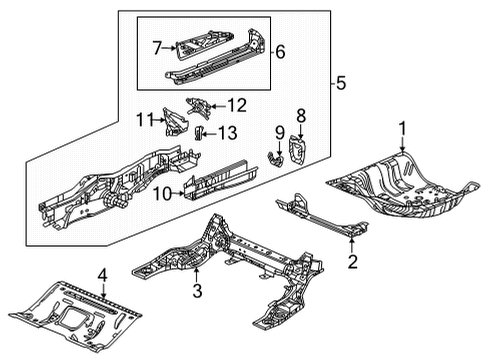 2022 Honda Civic Rear Floor & Rails Diagram 1