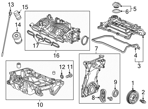 2022 Honda CR-V Engine Parts, Mounts, Cylinder Head & Valves, Camshaft & Timing, Variable Valve Timing, Oil Pan, Oil Pump, Balance Shafts, Crankshaft & Bearings, Pistons, Rings & Bearings Diagram 1