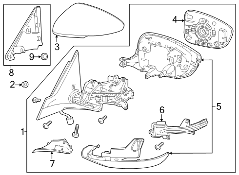 2024 Honda Accord Hybrid Outside Mirrors Diagram