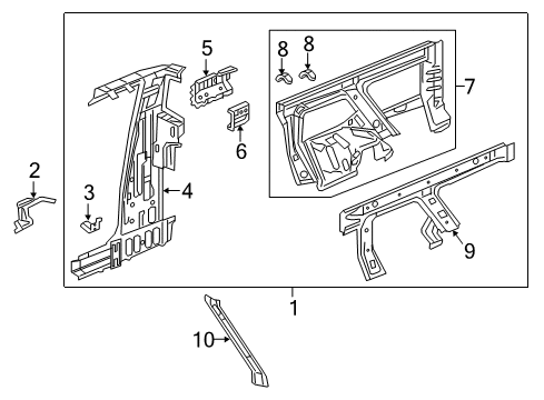 2023 Honda Ridgeline Inner Structure - Quarter Panel Diagram