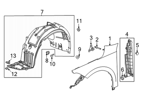2022 Honda Civic Fender & Components Diagram 1