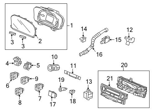 2023 Honda Ridgeline Cluster & Switches, Instrument Panel Diagram 1
