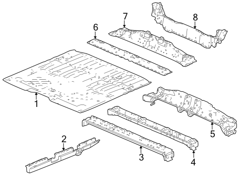 2023 Honda Pilot Floor & Rails Diagram