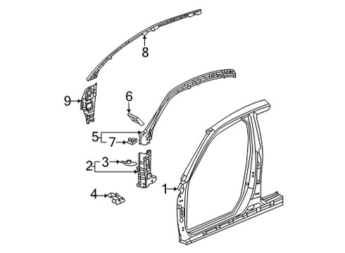 2022 Honda Civic Aperture Panel, Hinge Pillar Diagram 2