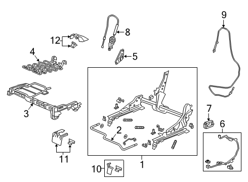 2022 Honda Passport Seats & Track Components Diagram 2