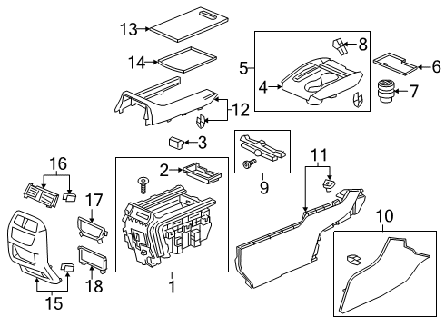 2022 Honda Passport Center Console Diagram