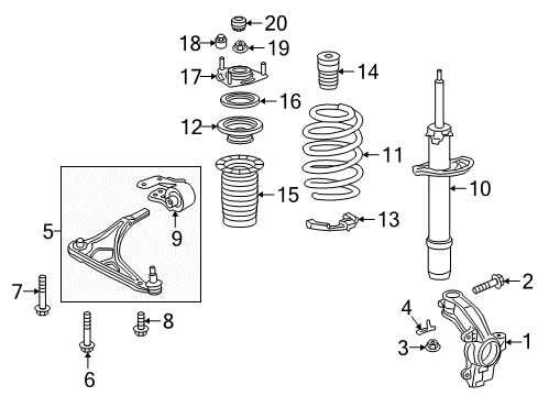 2023 Honda Odyssey Front Suspension Components Diagram