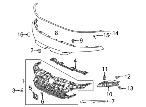 2022 Honda Civic Grille & Components Diagram 2