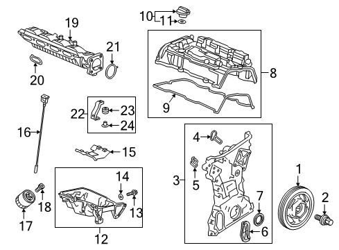2022 Honda Accord Hybrid Engine Parts, Mounts, Cylinder Head & Valves, Camshaft & Timing, Variable Valve Timing, Oil Pan, Oil Pump, Balance Shafts, Crankshaft & Bearings, Pistons, Rings & Bearings Diagram 3
