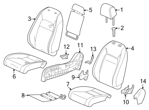 2023 Honda HR-V Passenger Seat Components Diagram 1