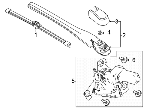 2022 Honda Civic Wiper & Washer Components Diagram 1