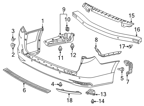 2024 Honda Odyssey Bumper & Components - Rear Diagram