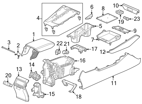 2024 Honda Accord Hybrid Center Console Diagram