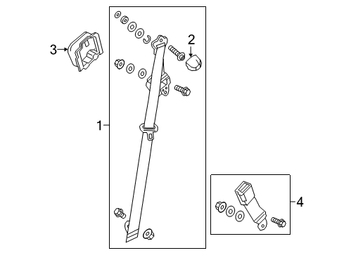2022 Honda Pilot Second Row Seat Belts Diagram 1