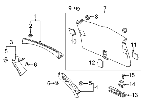 2023 Honda Odyssey Interior Trim - Lift Gate Diagram