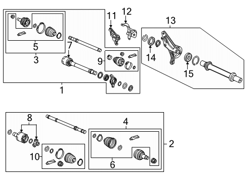 2023 Honda Ridgeline Drive Axles - Front Diagram