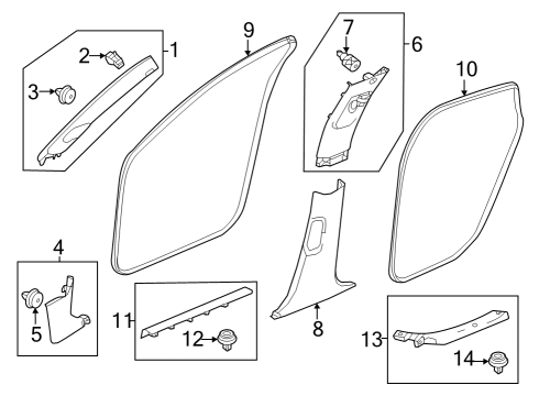 2023 Honda Accord Hybrid Interior Trim - Pillars Diagram
