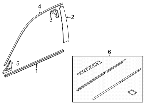 2022 Honda Civic Exterior Trim - Front Door Diagram 1