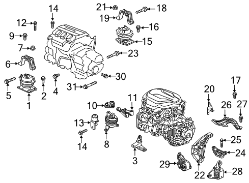 2023 Honda Odyssey Engine & Trans Mounting Diagram