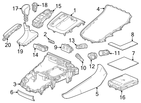 2023 Honda CR-V Hybrid Center Console, Front Console Diagram 2