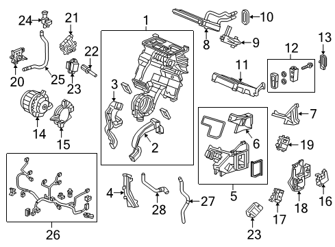 2023 Honda Ridgeline A/C Evaporator & Heater Components Diagram