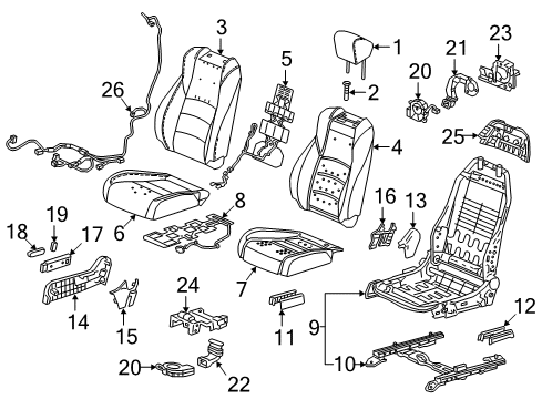 2022 Honda Accord Hybrid Passenger Seat Components Diagram 1