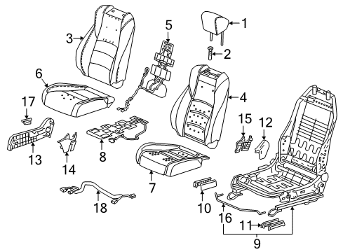 2022 Honda Accord Hybrid Passenger Seat Components Diagram 2
