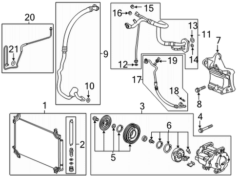 2023 Honda Ridgeline Condenser, Compressor & Lines Diagram